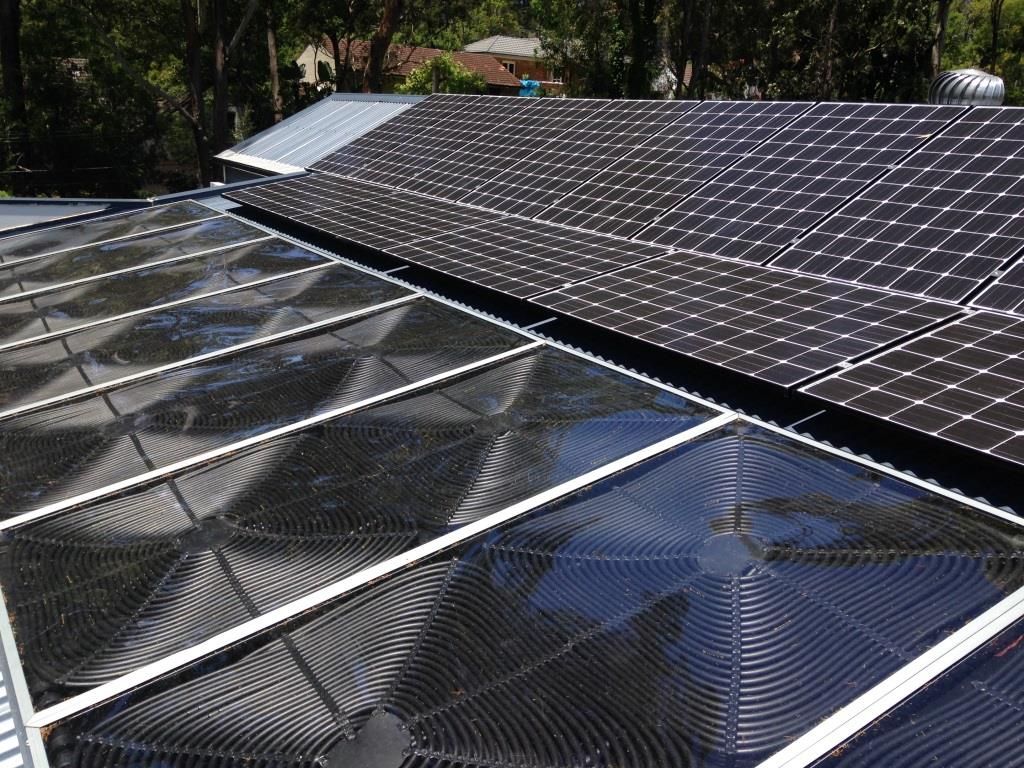 Solartherm pool heating panels with a solar power array Solarpro